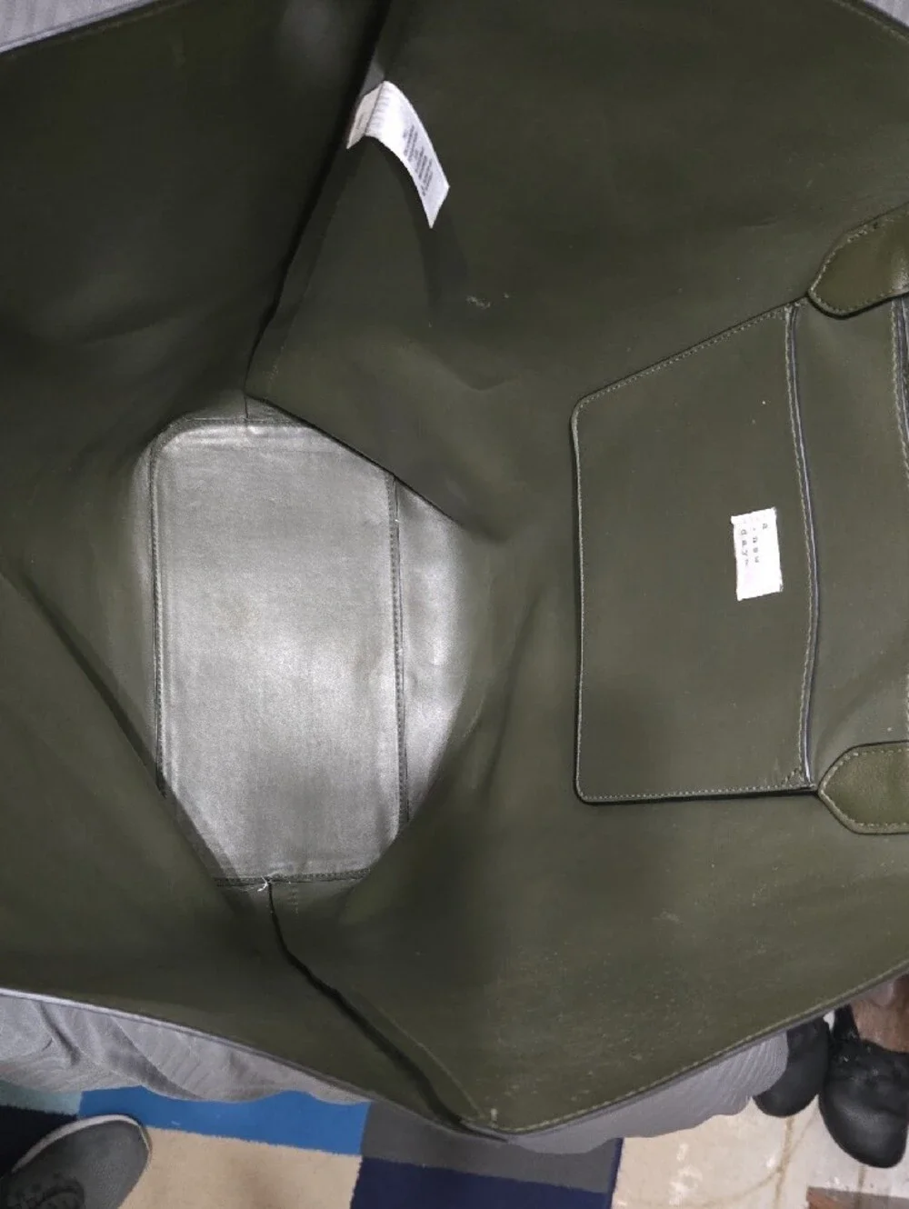 a new day Olive Green Structured Tote with Double Straps
